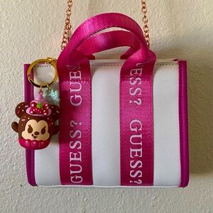 GUESS pink mini tote purse paired with a Minnie munchling 💓🌸🎁